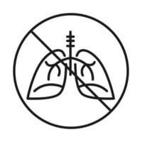 Lungs with germs with forbidden symbol line style icon vector design