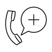 Phone with cross inside bubble line style icon vector design