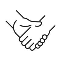 Handshake with germs line style icon vector design