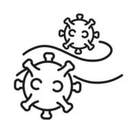 Wind with covid 19 virus line style icon vector design