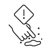 Warning banner with hand touching fluid line style icon vector design