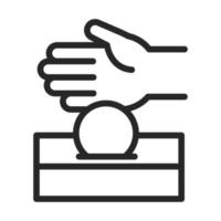 donation charity volunteer help social hand giving coin money in box line style icon