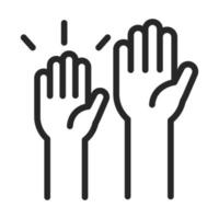 donation charity volunteer help social raised hands line style icon vector