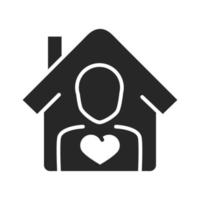 donación caridad voluntario ayuda social persona casa amor silueta estilo icono vector