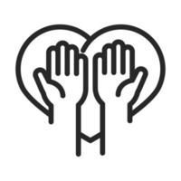 donation charity volunteer help social hands in heart line style icon vector