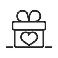 donation charity volunteer help social gift box heart line style icon vector