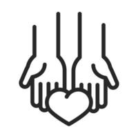 donation charity volunteer help social heart in hands line style icon vector