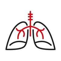 Lungs organ line bicolor style icon vector design