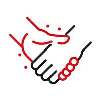 Handshake with germs line bicolor style icon vector design