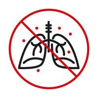 Lungs with germs with forbidden symbol line bicolor style icon vector design