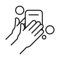 Hands washing with soap line style icon vector design