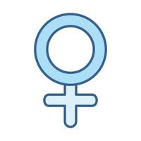 salud sexual género femenino signo línea relleno icono azul vector