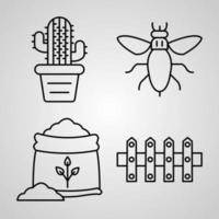 Outline Farming And Gardening Icons isolated on White Background vector