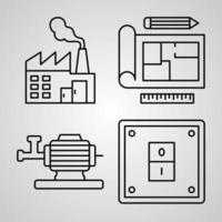 conjunto de iconos de línea vectorial de la industria vector