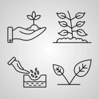 conjunto de iconos de líneas vectoriales de agricultura y jardinería vector