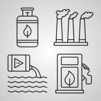 Set of Thin Line Flat Design Icons of Ecology vector