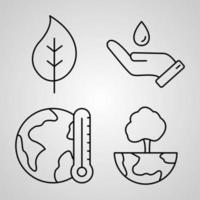 Set of Vector Line Icons of Ecology