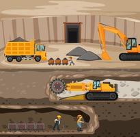 Landscape of coal mining with underground scene vector