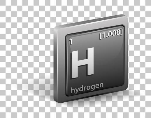 Hydrogen chemical element. Chemical symbol with atomic number and atomic mass.