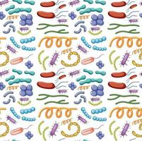 dibujos animados de bacterias y virus de patrones sin fisuras vector