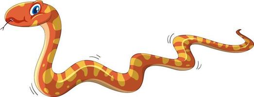 Personaje de dibujos animados de serpiente naranja aislado sobre fondo blanco.