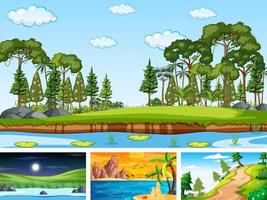 Four different scene of nature park and forest vector