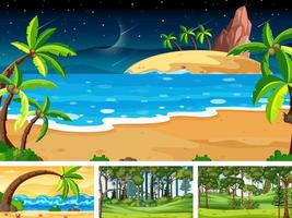 Set of different nature horizontal scenes vector