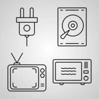 Electronics And Devices Line Icons Set Isolated On White. Outline Symbols Electronics And Devices vector