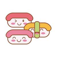 delicious sushi kawaii line and fill style icon vector