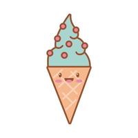 delicioso helado kawaii línea e icono de estilo de relleno vector