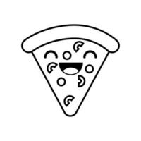 delicious italian pizza fast food kawaii line style vector