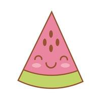 watermelon fresh fruit kawaii line and fill style vector
