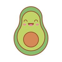 línea kawaii de aguacate fresco y estilo de relleno vector