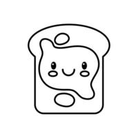 bread sliced with jam kawaii line style vector