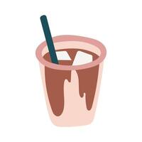 coffee cup drink with spoon free form style icon vector