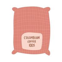 icono de estilo de forma libre de producto de saco de café colombiano vector