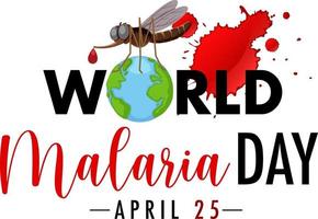 World Malaria Day logo or banner with mosquito vector