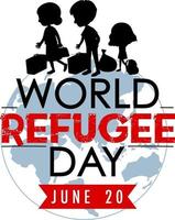 World Refugee Day on June 20 banner with people silhouette vector