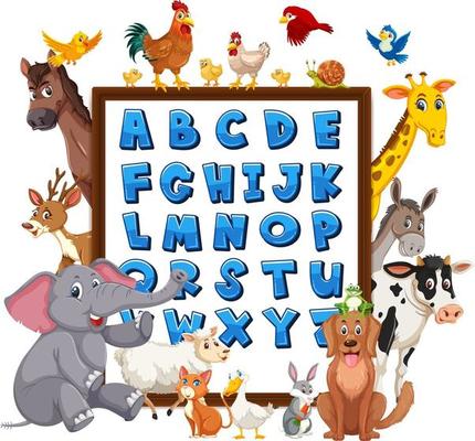 A-Z Alphabet board with wild animals