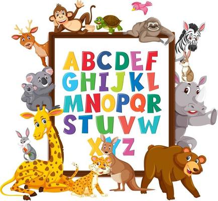A-Z Alphabet board with wild animals