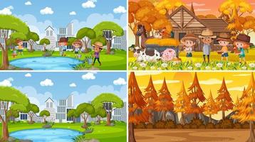 Set of different nature background scenes vector