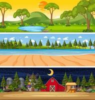 Set of different nature horizontal scenes vector