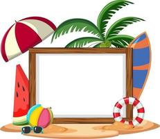 Empty banner template with summer beach element isolated vector
