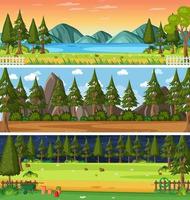 Set of different nature horizontal scenes vector