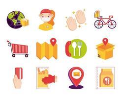 bundle of delivery set icons vector