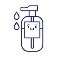 antibacterial soap bottle kawaii line style vector