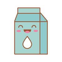 caja de leche embalaje línea kawaii y estilo de relleno vector