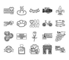bundle of bastille day icons vector