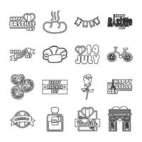 bundle of bastille day icons vector