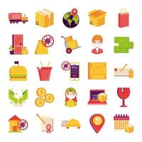 bundle of delivery set icons vector